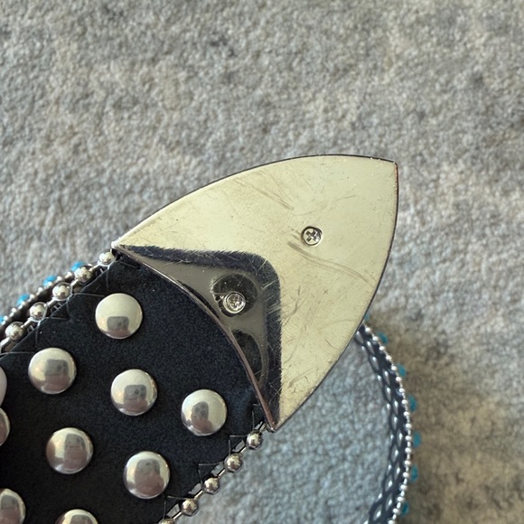 Women Western Rhinestone Studded Leather Belt - Picture 8 of 10